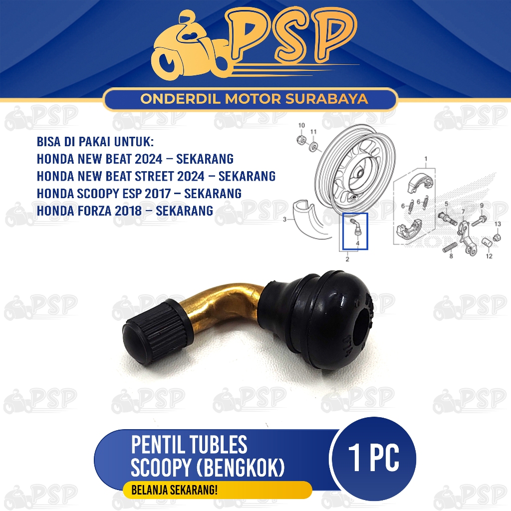 Pentil Tubles Scoopy (Bengkok) - Pen Penutup Tutup Cop Ban Tubeles Tubles Honda Beat New Scoopy ESP