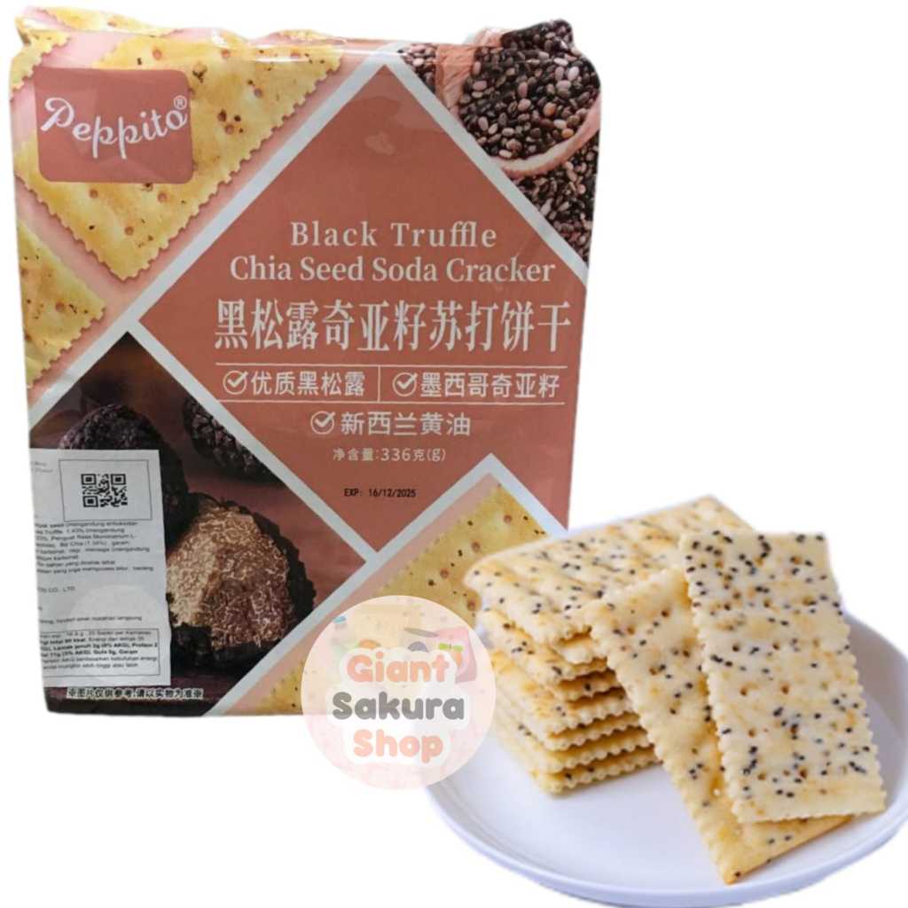 

Peppito Black Truffle Chia Seed Soda Cracker / biskuit impor / cemilan / biscuit