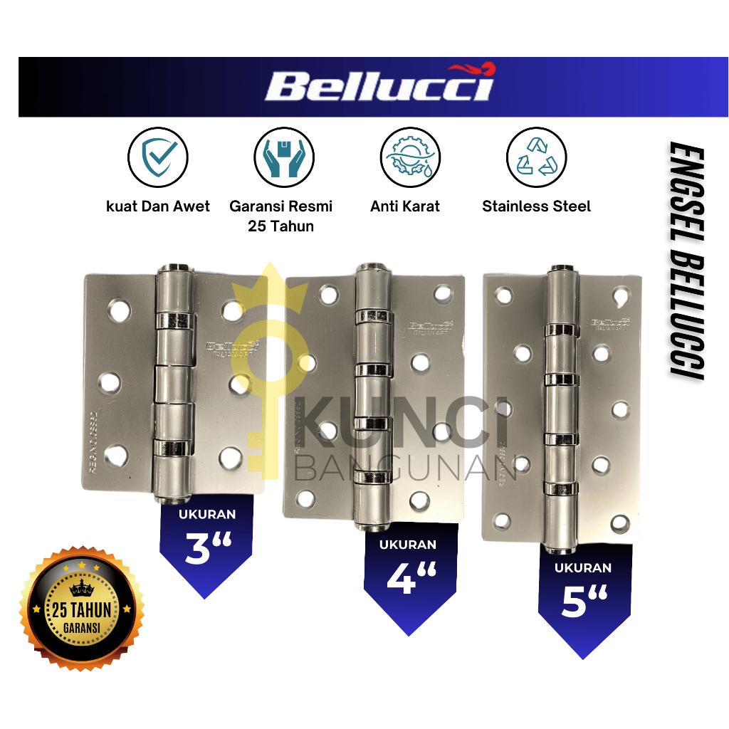 Engsel 3 inch/Engsel 4 inch/Engsel 5 inch /Engsel Jendela Stainless/Engsel Pintu Stainless Bellucci