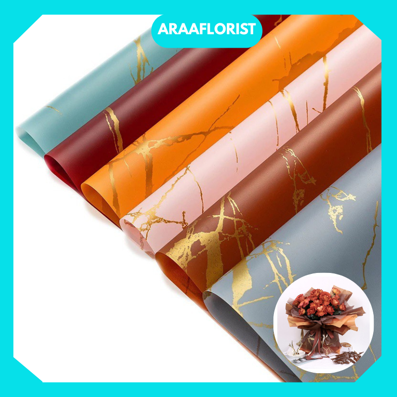 

KB023 20 LEMBAR Flower Wrapping Paper Florist Kertas Buket Bunga MARBLE Cellophane