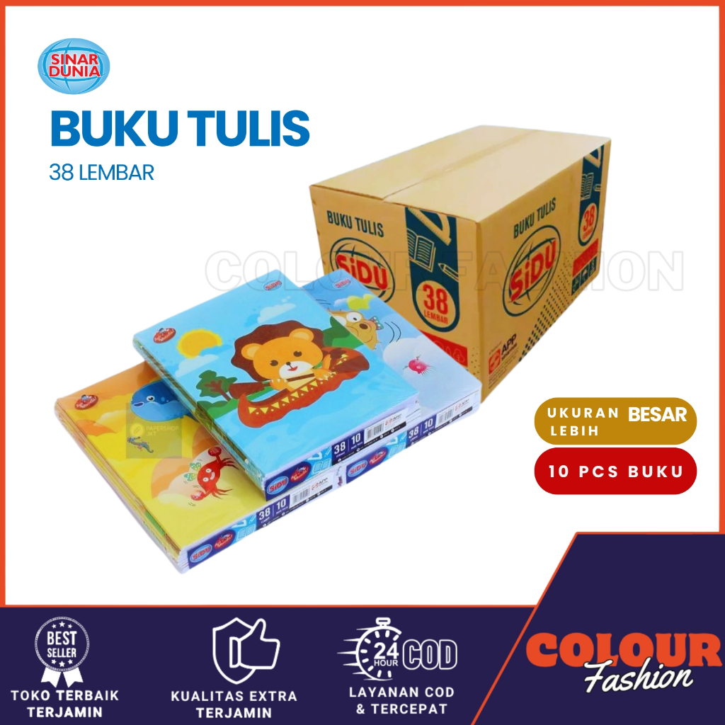 

(1PAK) Buku Tulis Sidu 38 Buku Sinar Dunia 38 Lembar 1 Pack isi 10 Pcs / Buku SIDU 38 / Buku Tulis sekolah SIDU / Buku Tulis Sekolah / Cod / Atk Blessing