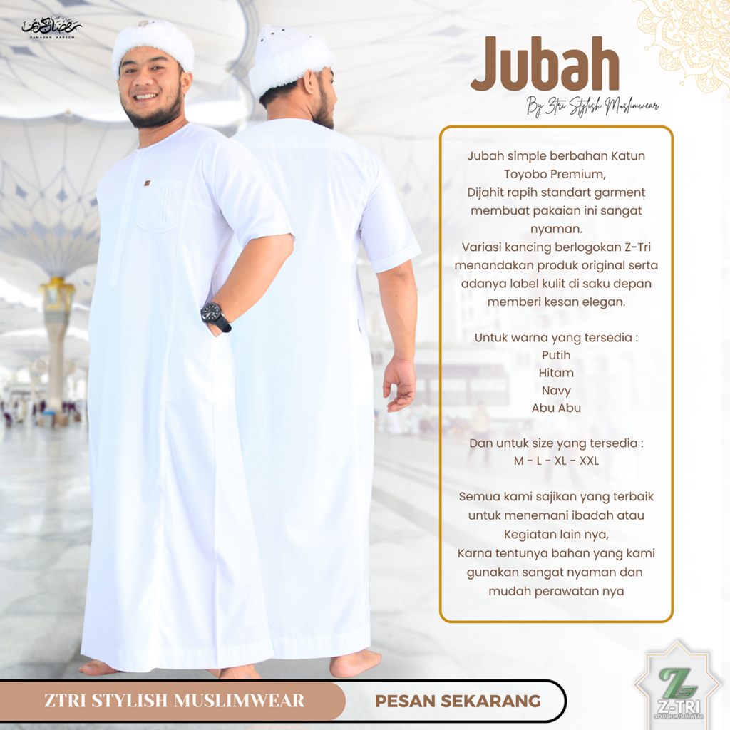 Gamis Pria Motif Polos Lengan Pendek Premium