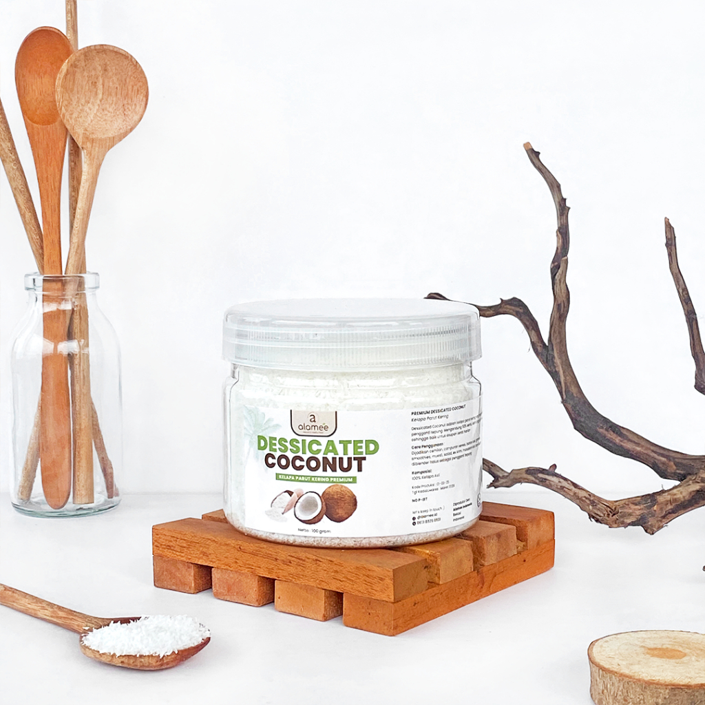 

ALAMEE Kelapa Kering Taburan Kue Dessicated Coconut Flakes Topping Desicated 100gr