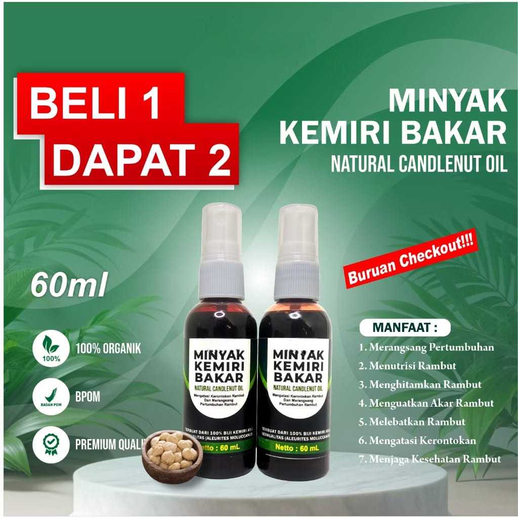Minyak Kemiri Bakar Spray Alami Penumbuh & Penebal Penghitam Rambut Bayi Dewasa Bulu Alis Brewok