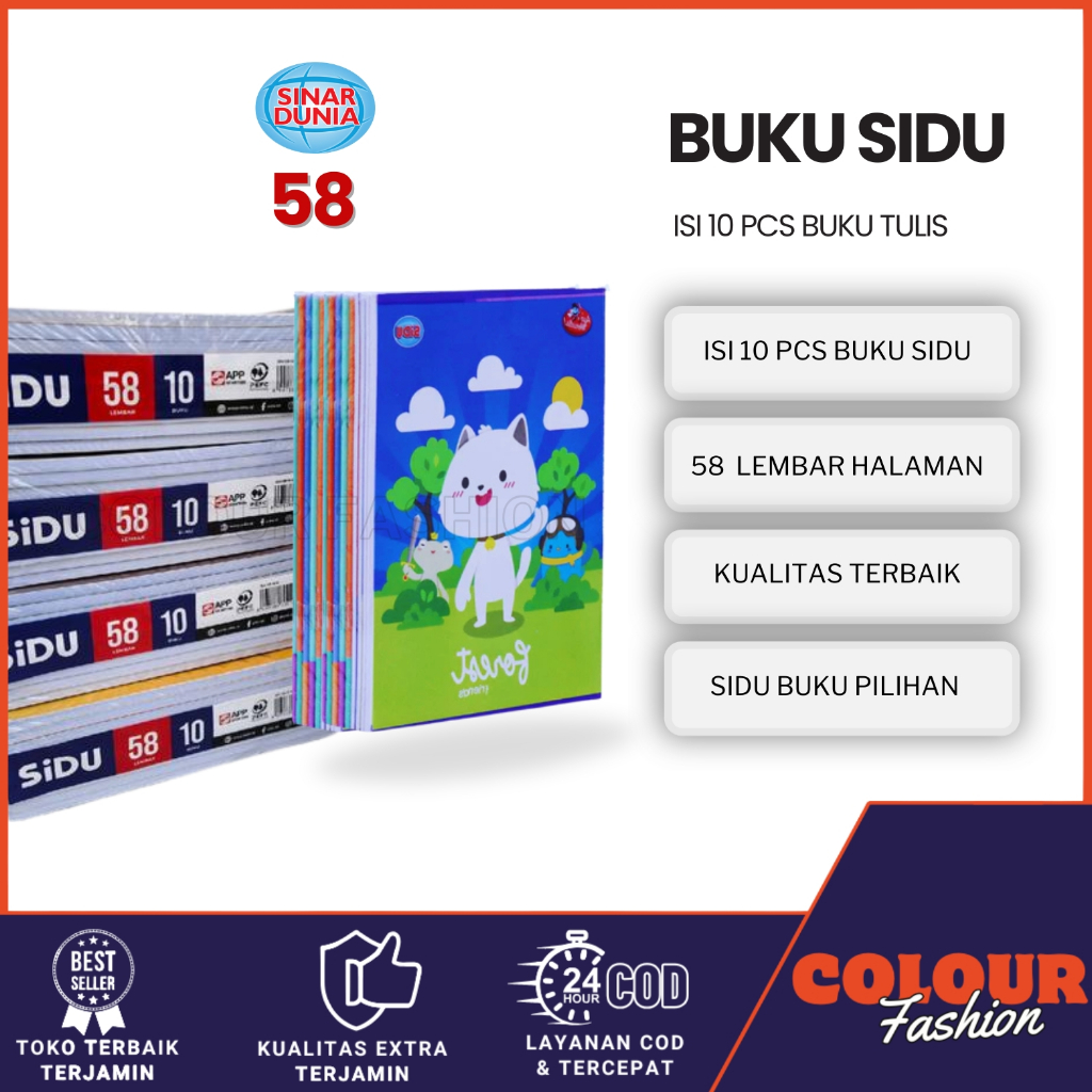 

(1PAK) Buku Tulis Sidu 58 Buku Sinar Dunia 58 Lembar 1 Pack isi 10 Pcs / Buku SIDU 58 / Buku Sekolah / Buku Tulis Sidu / Buku Tulis Sekolah / Buku Latihan / Buku Kampus / Buku Catatan / Buku Nota / Buku Tulis Murah / Buku Sidu / Cod / Atk blessing