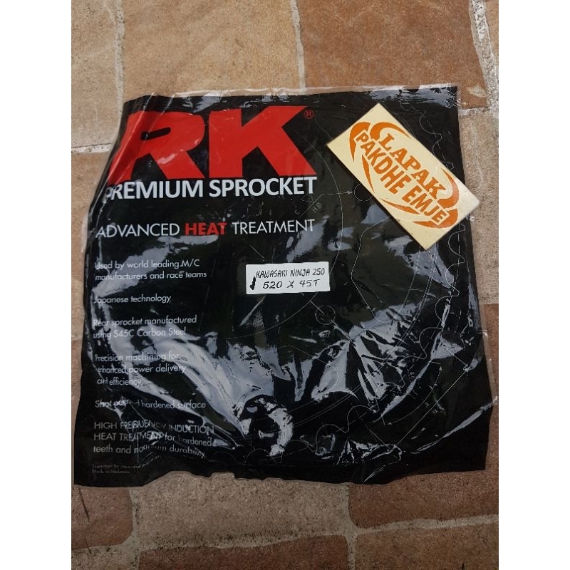 GEAR BELAKANG 520 45 KAWASAKI NINJA 250  YAMAHA R25 MT25 ORIGINAL RK TAKASAGO BLACK HITAM GER GIR