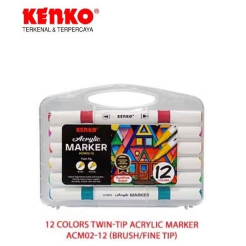 

Kenko 12 color Twin Tip Acrylic Marker ACM02-12 / ACM01-12 (TWIN TIP/ SINGLE TIP) isi 12 warna
