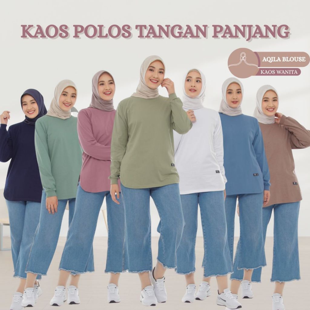 Kaos Polos Tangan Panjang Atasan Wanita Blouse - Aqila