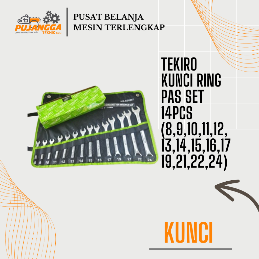 TEKIRO KUNCI RING PAS SET 14pcs (8,9,10,11,12,13,14,15,16,17,19,21,22,24)