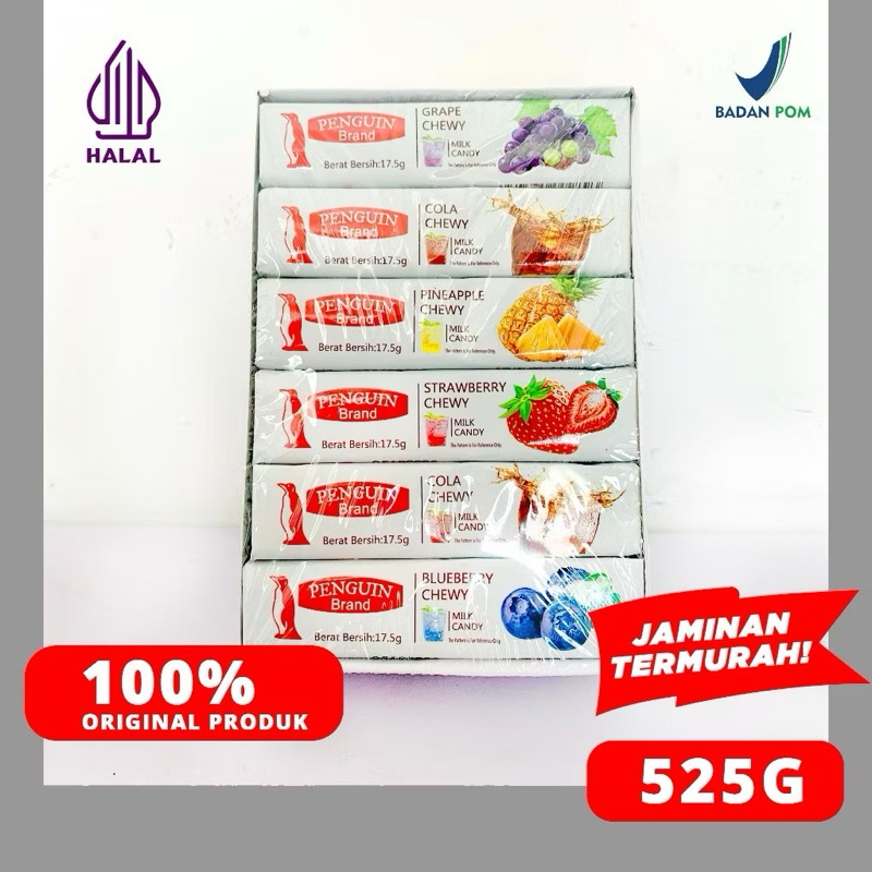 

PENGUIN BRAND PERMEN CHEWY MILK CANDY ISI 30PCS PERMEN SUSU KENYAL 525 GRAM
