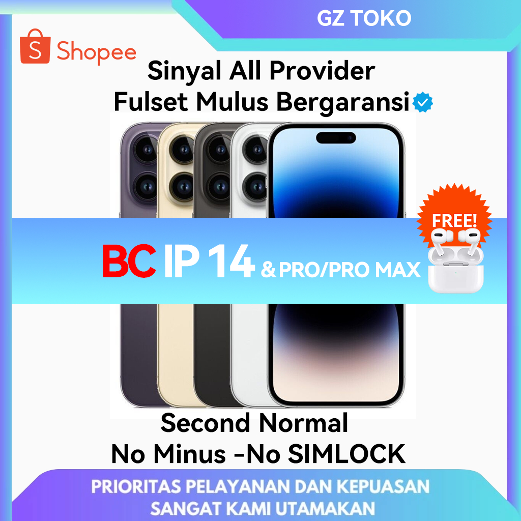 BC & IP 14 PRO & IP 14 PRO MAX / Handphone 14 PRO & 14 PRO MAX 128 256 GB / Second bekas (imei Terda