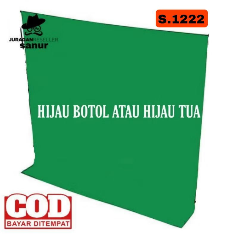 background kain hijau tua polos greenscreen panjang 235cm x 300cm lebar bahan muslin khusus