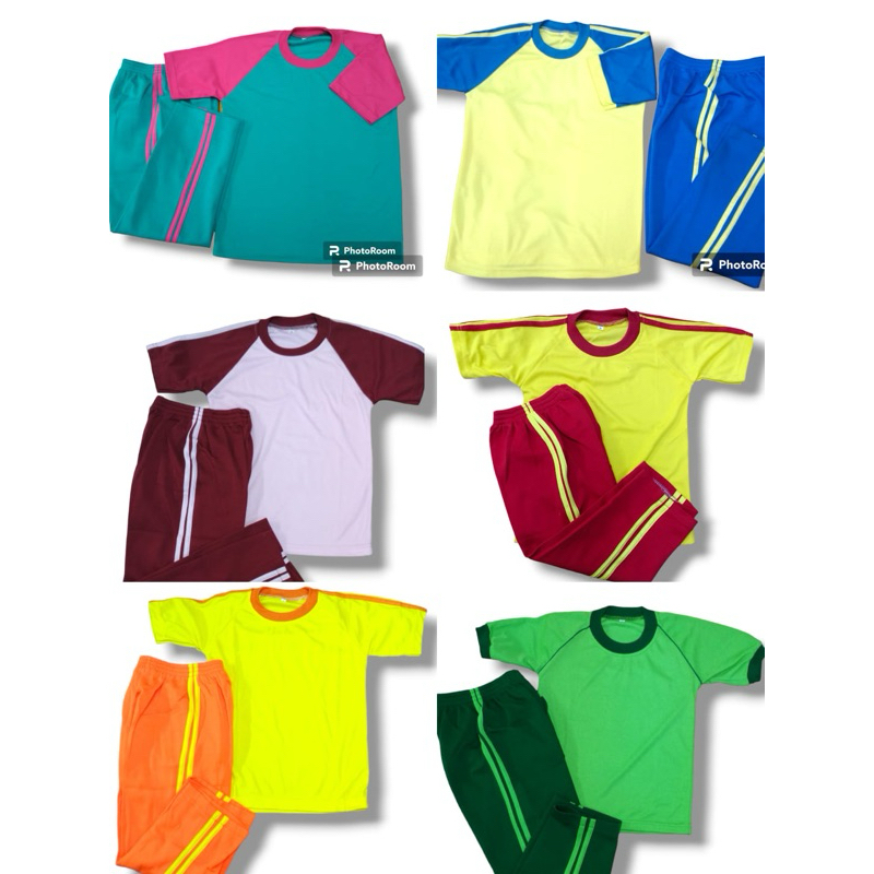 Stelan Baju Kaos/ Training Olahraga Anak TK/PAUD Bahan PE (Baju) - Kaos (Celana)/ Lengan Pendek - Ce