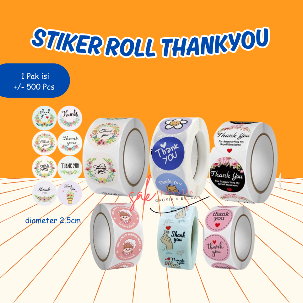 

Sticker Roll Thank You Selamat Menikmati Happy Birthday Isi 500Pcs l Stiker Terima Kasih Bulat Makanan Kue