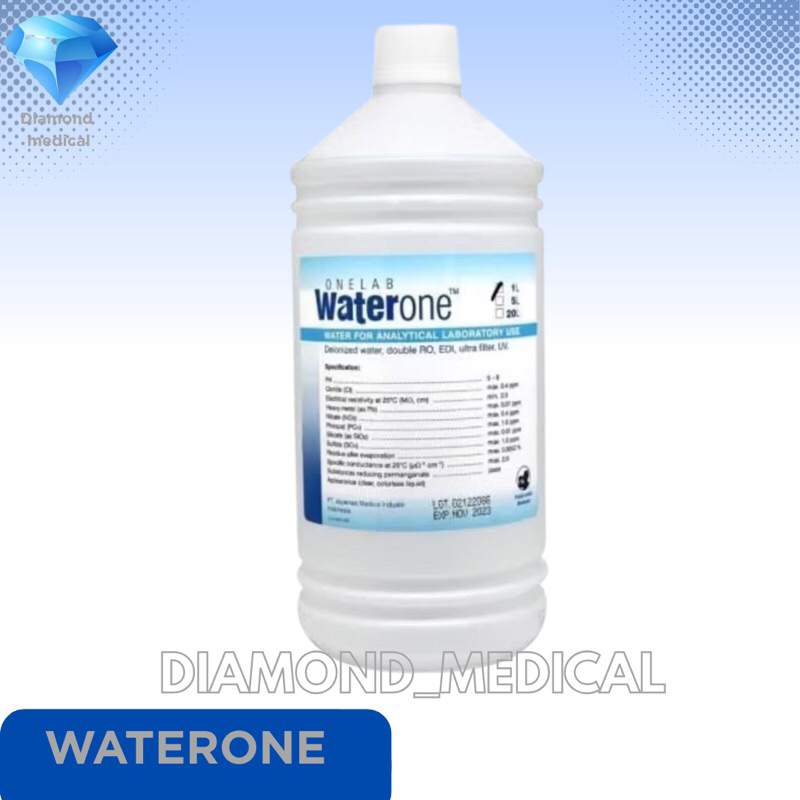 Waterone / water one / aquadest / aquabidest / akuadest / aquades 1 liter onemed