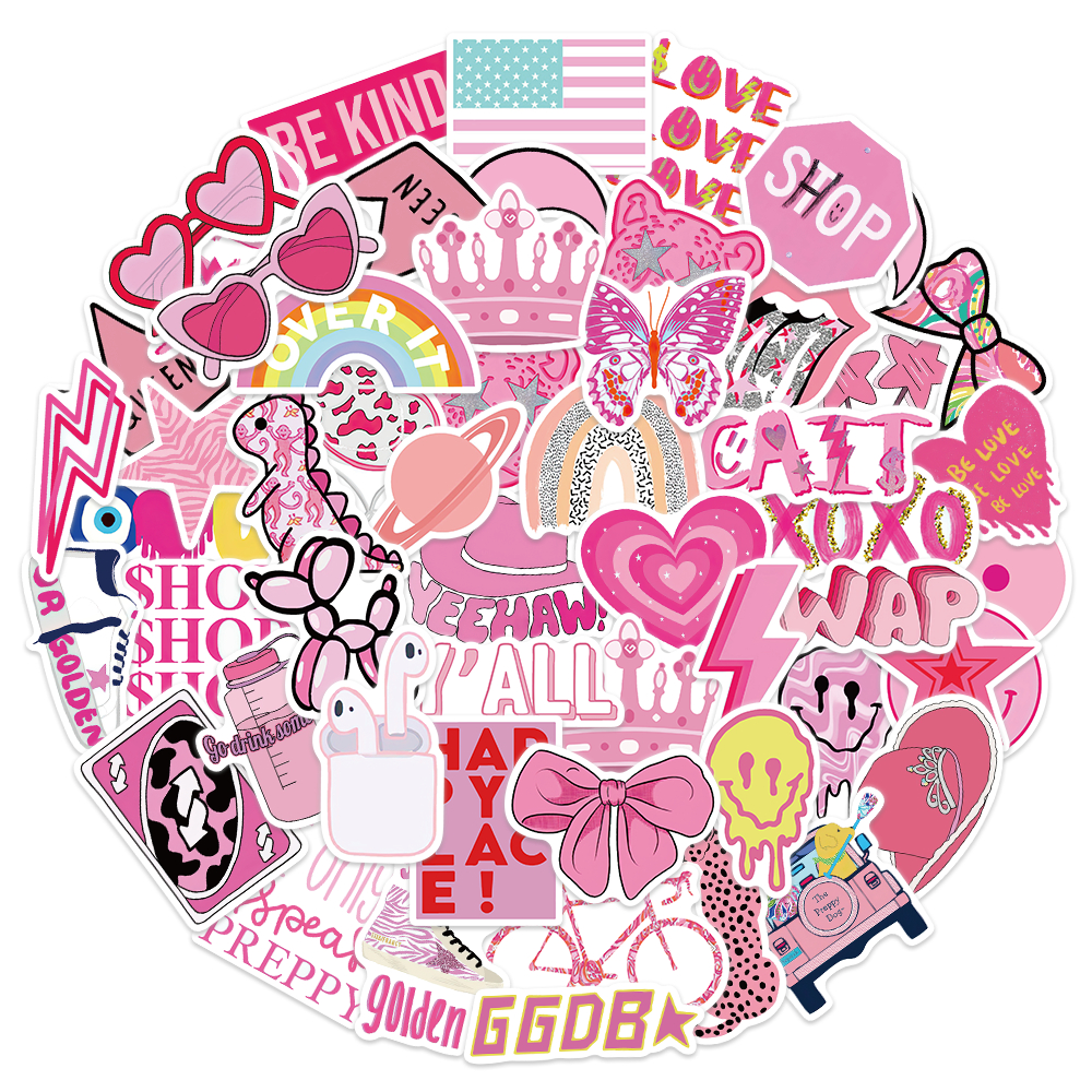 

50pcs Cartoon preppy Sticker for Laptop Helmet Skateboard and Phone - Water-Resistant and Airtight Decorative Stickers