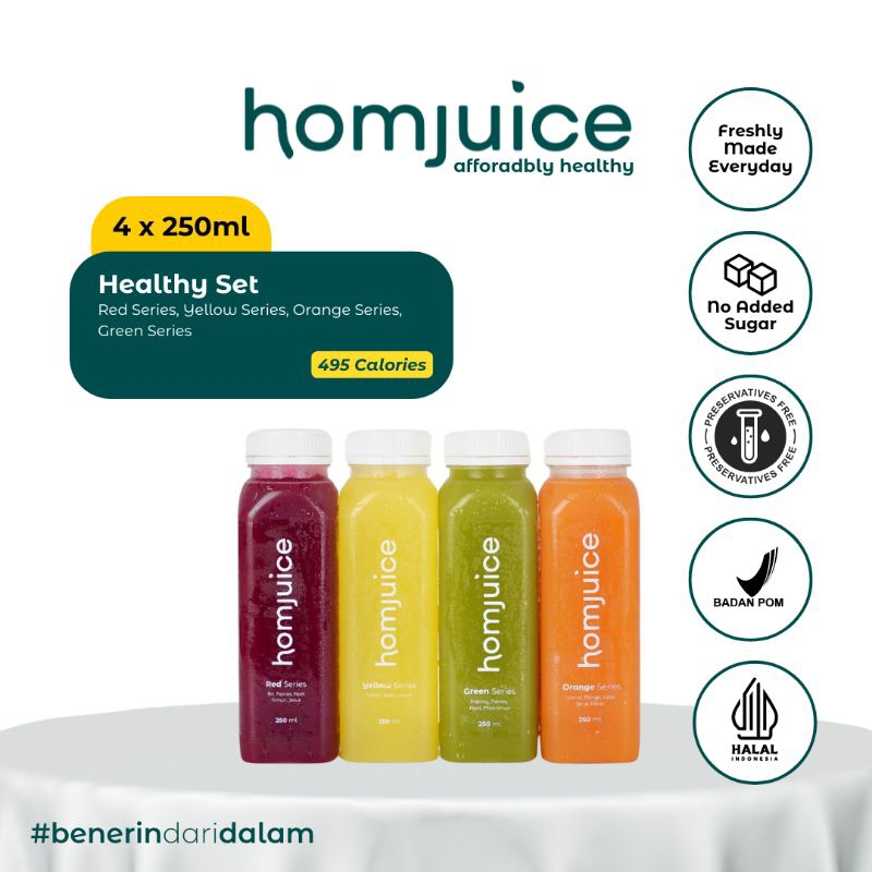 

Homjuice - Healthy Set 4 x 250 ml (Cold-Pressed Juice/Jus/Detox)