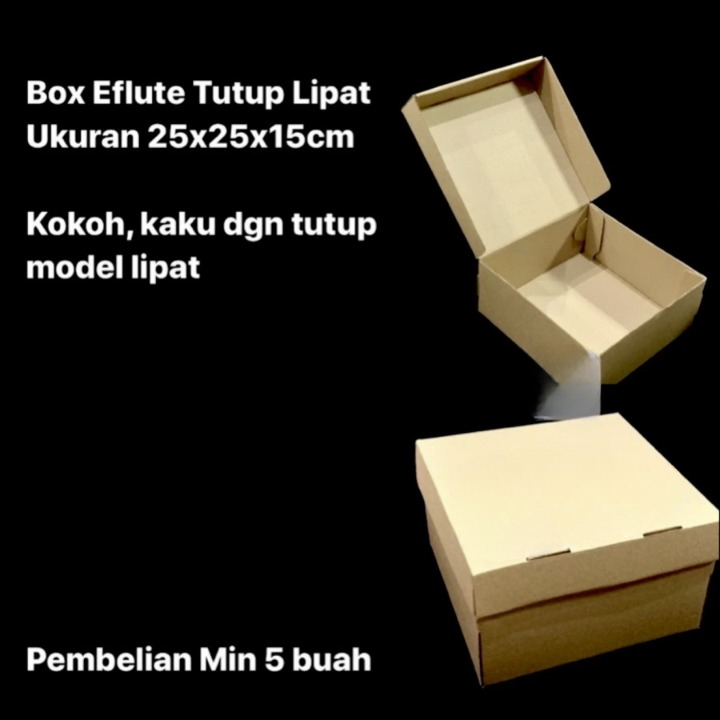 

Box Eflute Model Tutup Lipat Polos Dus Snack Kue 25x25x15cm