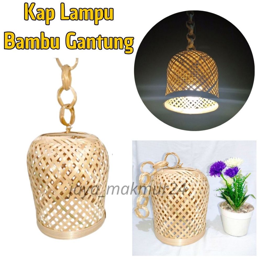 Kap lampu hias anyaman bambu | lampu cafe gantung bambu aesthetic