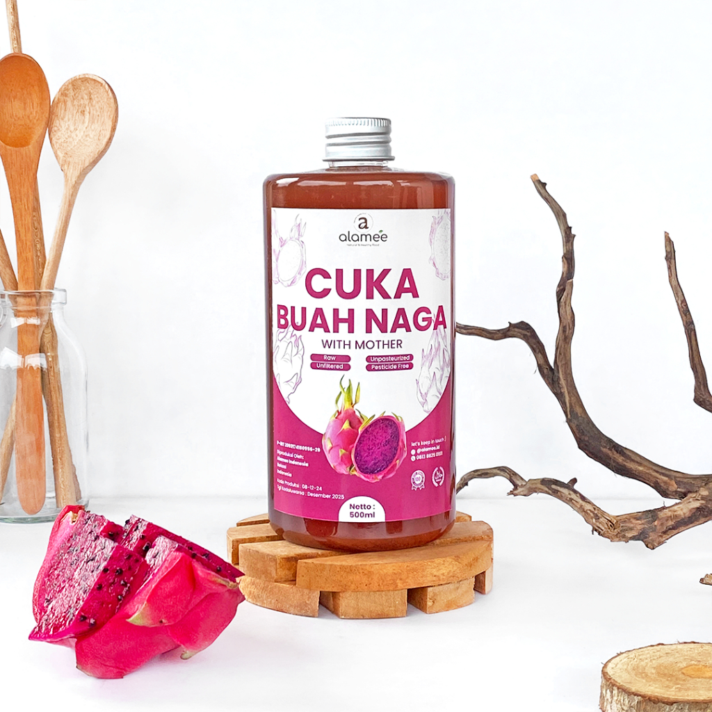 

ALAMEE Cuka Buah Naga Organik Dragon Fruit Cider Vinegar With Mother Fermentasi Probiotik 500ml