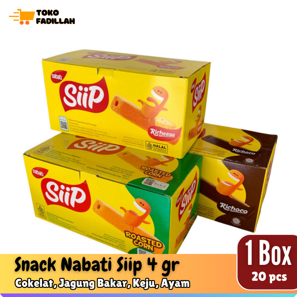 

Nabati Siip 5gr Box isi 20 pcs - Jagung Bakar, Cokelat, Keju & Ayam