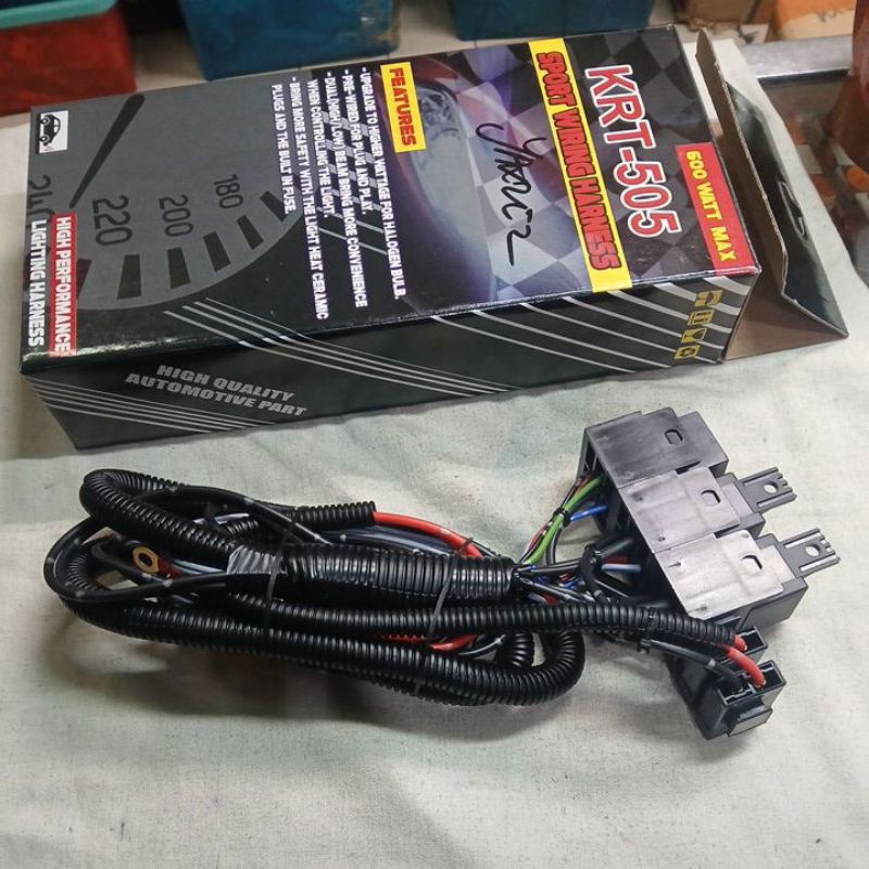 1set kabel relay lampu universal smua mobil 3 relay utk 2 lampu