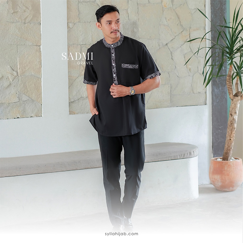 SYLLA Sadmi Kemko - Baju Koko Pria Bahan Mossimo Print Kemeja Laki-laki Formal Simpel Elegan