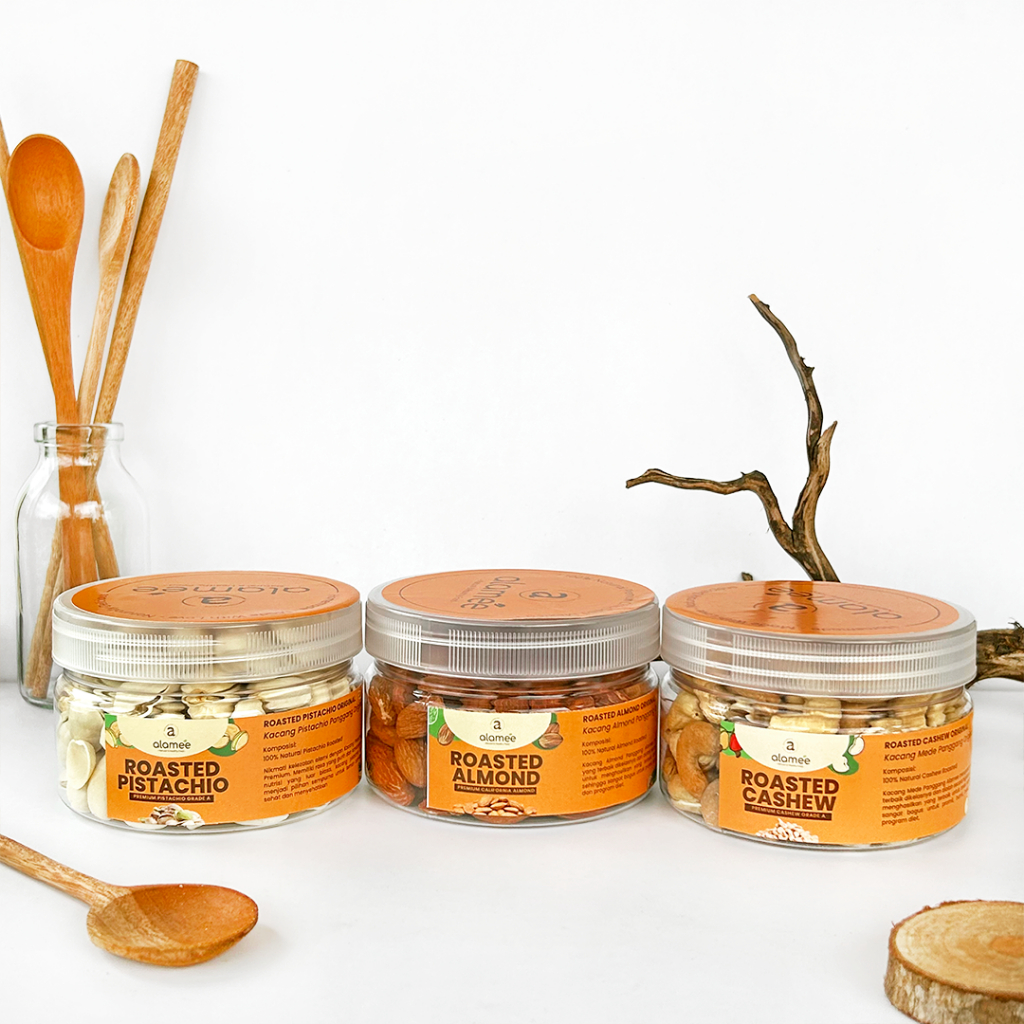 

ALAMEE Kacang Almond Mede Walnut Pistachio Panggang Roasted Siap Makan