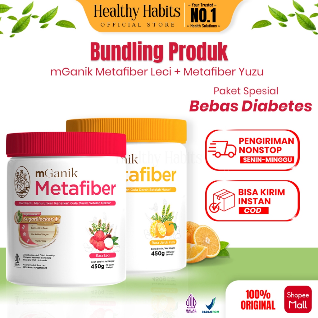 mGanik - Metafiber Jeruk Yuzu & Leci 450gr Official Store - Suplemen Serat Diabetes