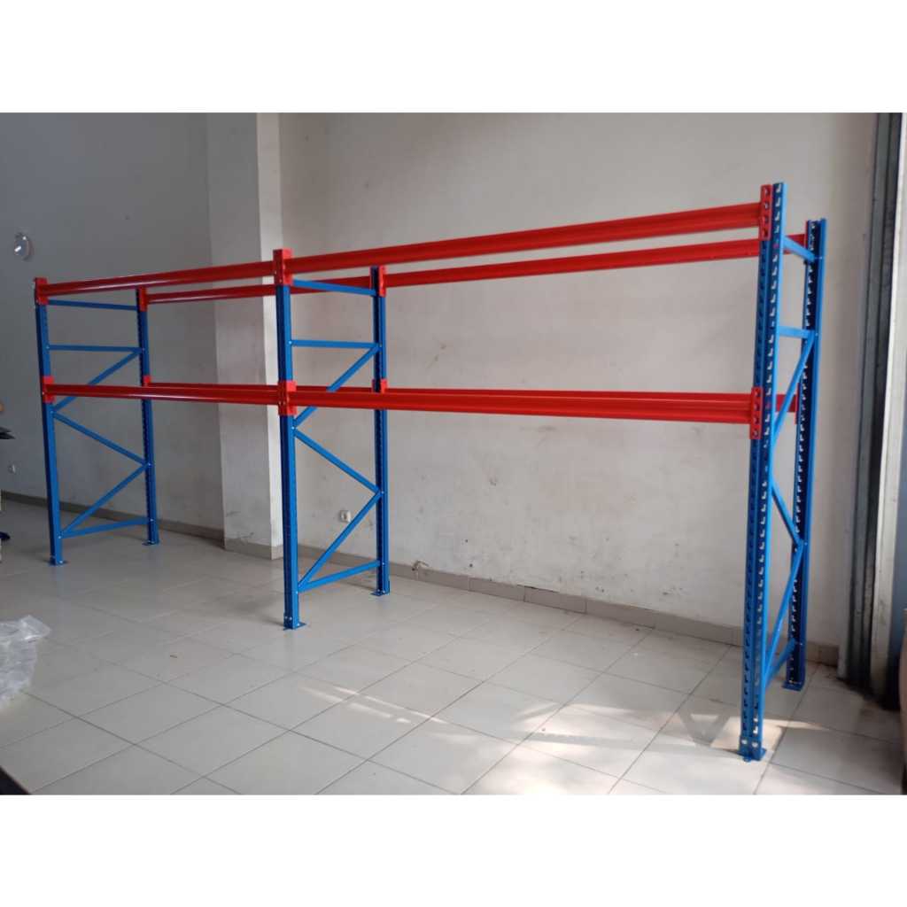 Rak Gudang Heavy Duty Pallet / Sellective Rak Pallet / SPR / Rak Gudang Besi Baja Kapasitas 1 Ton Pe