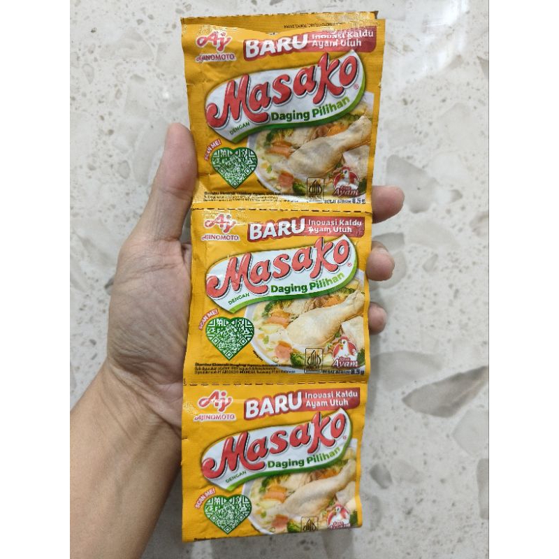 

Masako Bumbu Kaldu Penyedap Rasa Ayam Kemasan 1 Renceng isi 12 Sachet