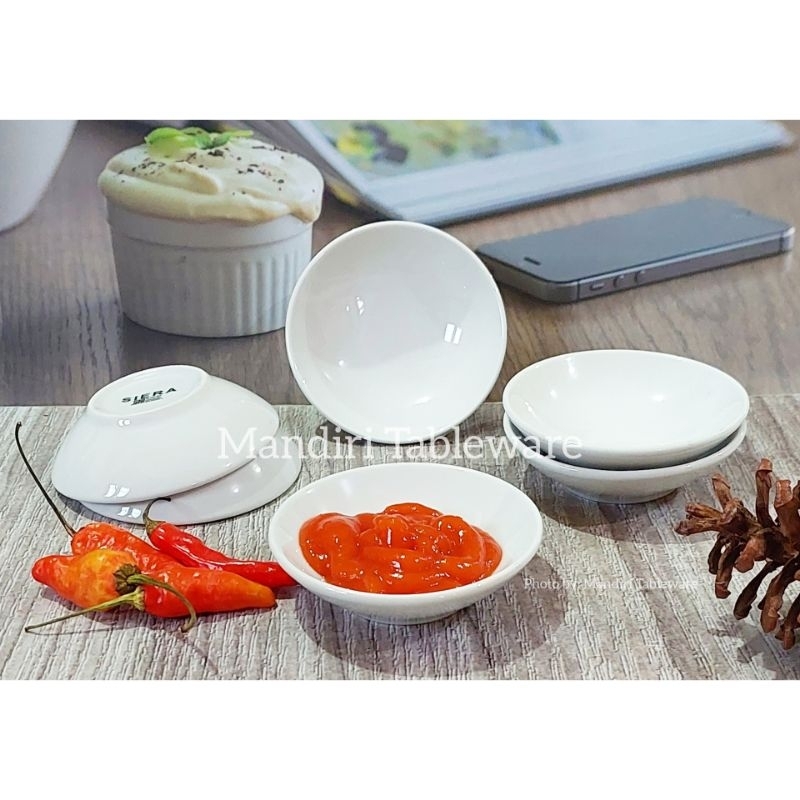 6 Pcs Mangkok Sambal Keramik Kecil | Ukuran 7,8 cm | Putih Polos | Best Quality