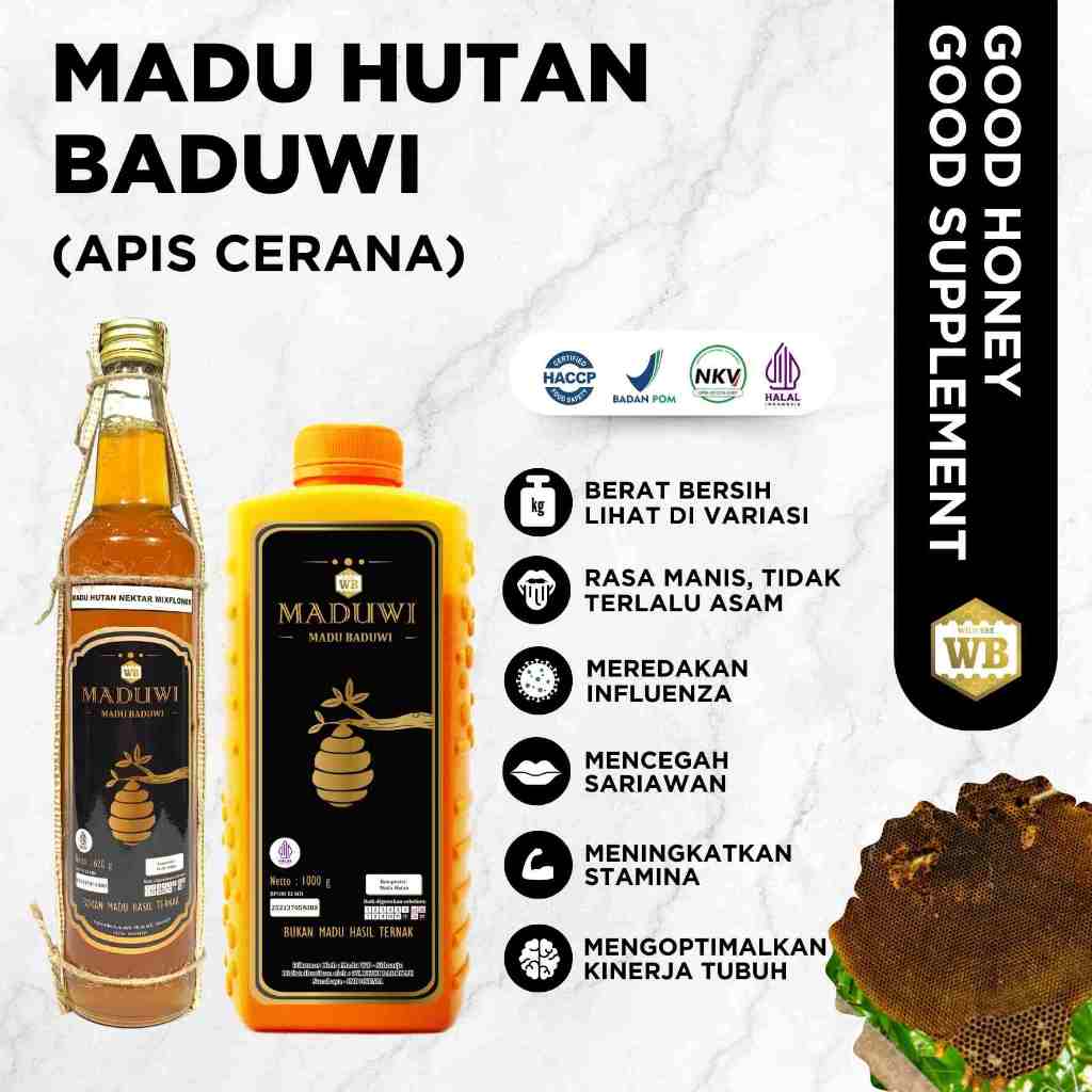 

WB Wild Bee - Maduwi - Madu Baduwi Asli Wild Bee/ 100% Murni Bergaransi Madu Hutan Asli - Beli 10 Gratis 1