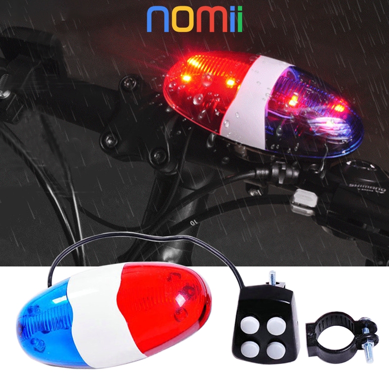 Lampu Klakson Sepeda Multifungsi- 6 Led Sirine Polisi + 4 Sound Warning System Untuk Sepeda Gunung