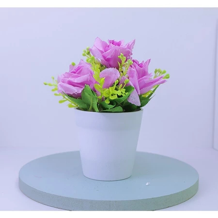 TOKODIPADANG1 1 PAKET POT BUNGA MAWAR PLASTIK  POT DAN BUNGA HIASAN vas bunga mawar