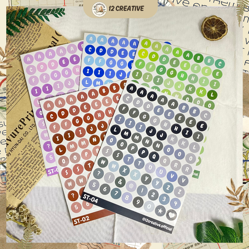 

[12 Creative] Sticker Dot Alphabet Warna Huruf untuk Journaling / Planner / Scrapbook / Dekorasi