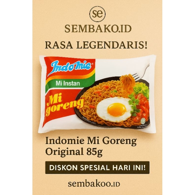 

Indomie Mi Goreng Original 85g - Mie Instan Legendaris | Harga Grosir & Eceran | Sembakoo.id