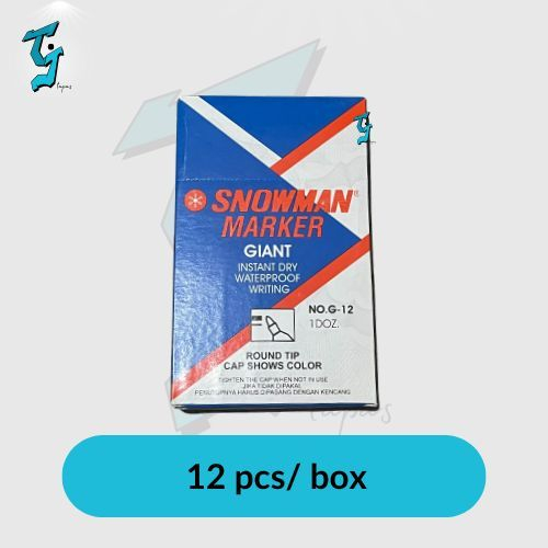 

Snowman BLACK Marker PERMANENT Giant-12. 1 Pak 12pcs. Spidol Hitam Permanen.