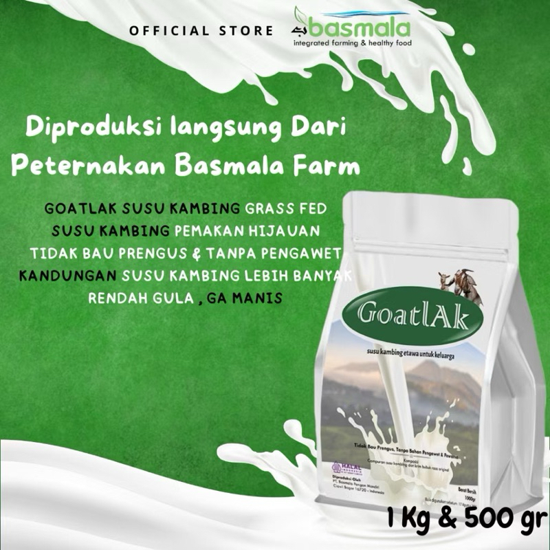 

Basmala Farm Goatlak Susu Kambing Etawa Bubuk Rasa Original 1KG alami rendah gula mengatasi asam urat nyeri sendi osteoporosis kebas keram kesemutan pengeroposan tulang lansia pegel linu radang asma syaraf kejepit diabetes hipertensi rendah laktosa herbal