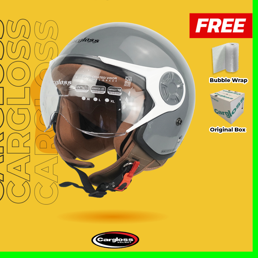 Promo Helm Cargloss Hijab Original / Helm Cewek Cargloss Hijab Dark Grey Original Sni Terbaru