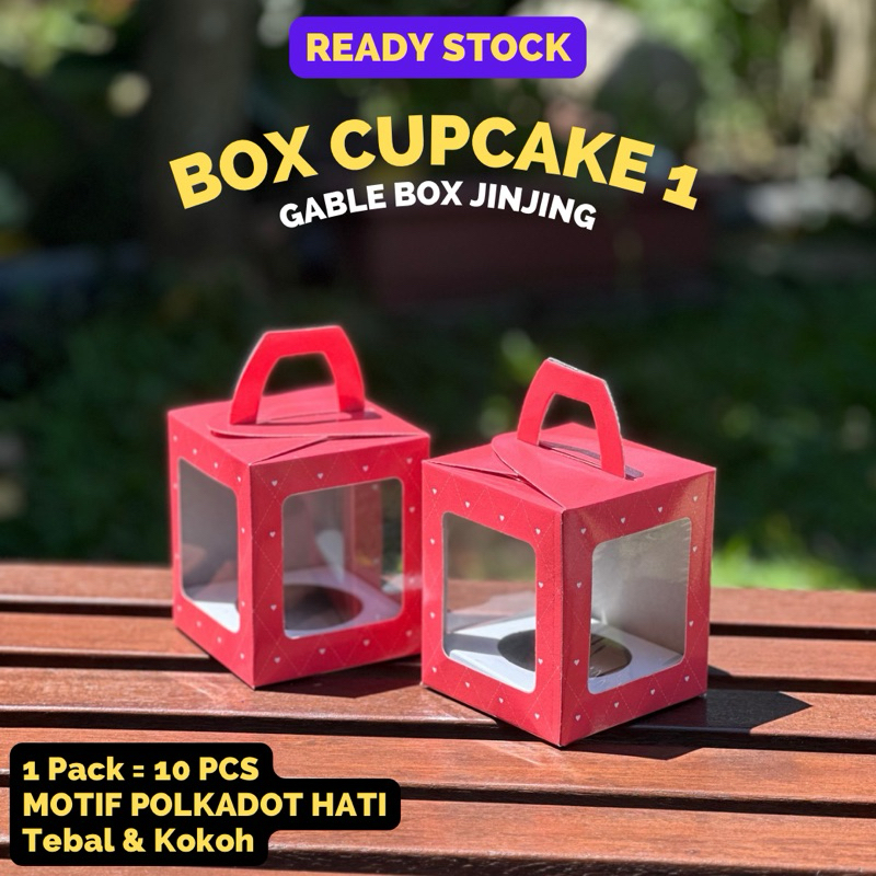 

Box Cupcake Lubang 1 Gable Box Jinjing isi 1 Kotak Kemasan Muffin Jelly Pudding isi 10 PCS Box Souvenir Uk 9x9x10,5 cm Window Jendela