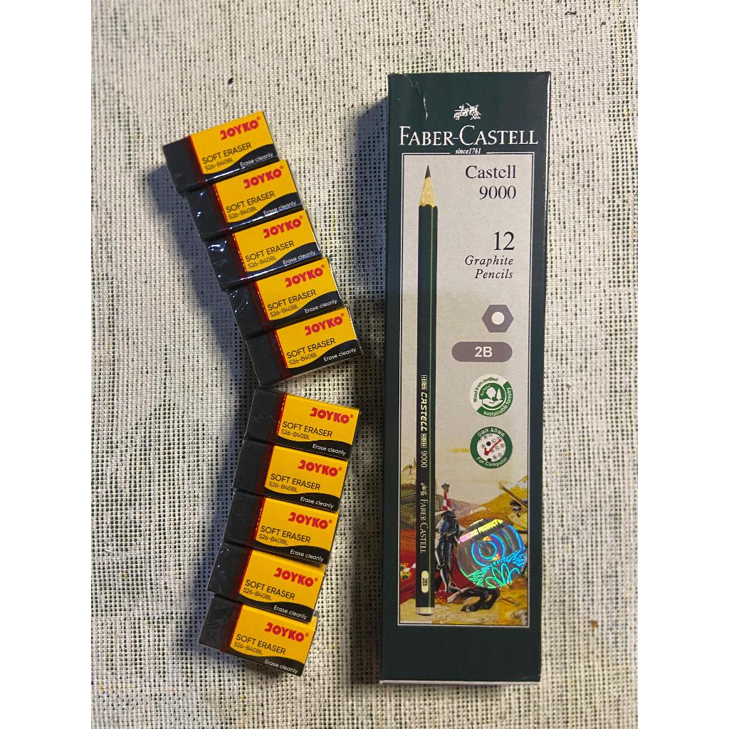 

promo PAKET 10pcs Penghapus Joyko 526-B40BL & Pensil 2B Faber Castell1 Pack isi 12 Pensil