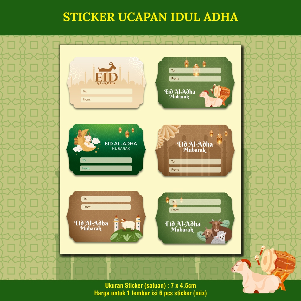 

[6 pcs] Stiker Label Ucapan Selamat Hari Idul Adha Kurban