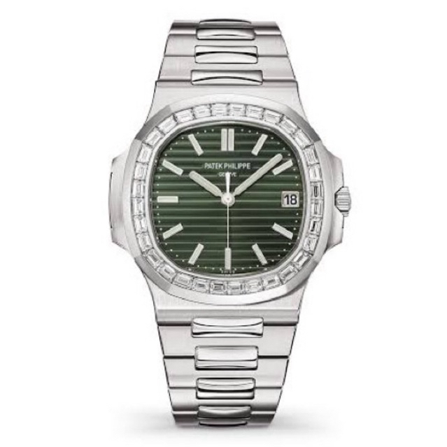 JAM TANGAN PRIA PATEK PHILIPPE 5711-1300A-001 SILVER GREEN DIAMOND AUTOMATIC SWISS CLONE 40mm #Jamta