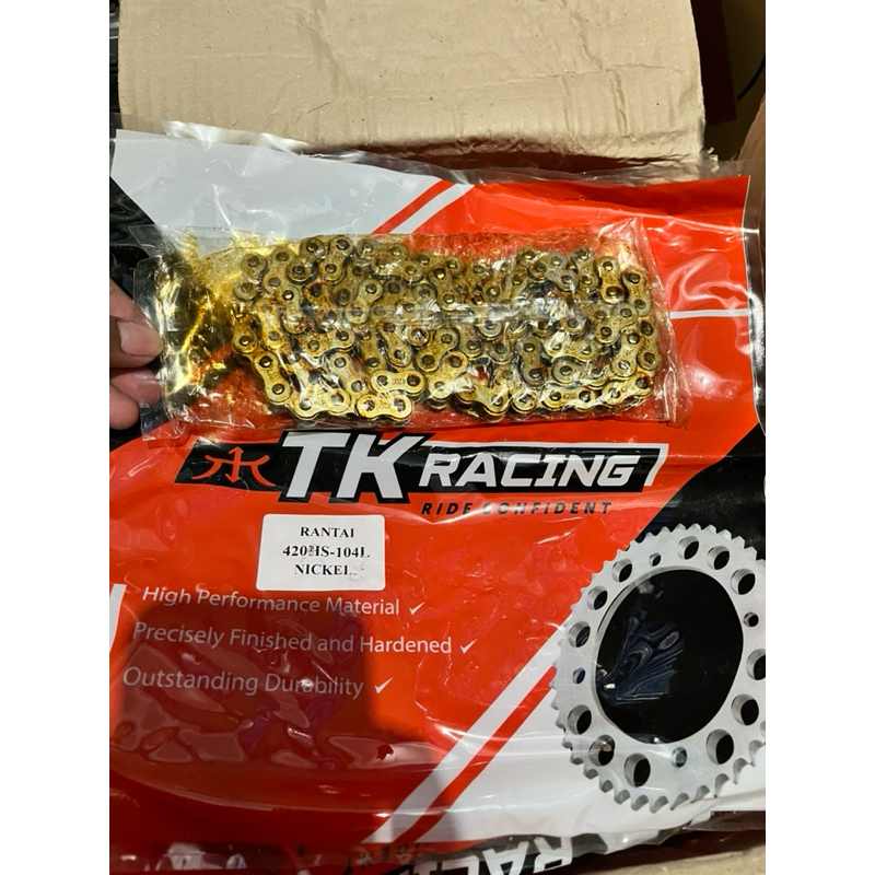 (CUCI GUDANG) RANTE RANTAI TK RACING 420 HS 104 L GOLD EMAS