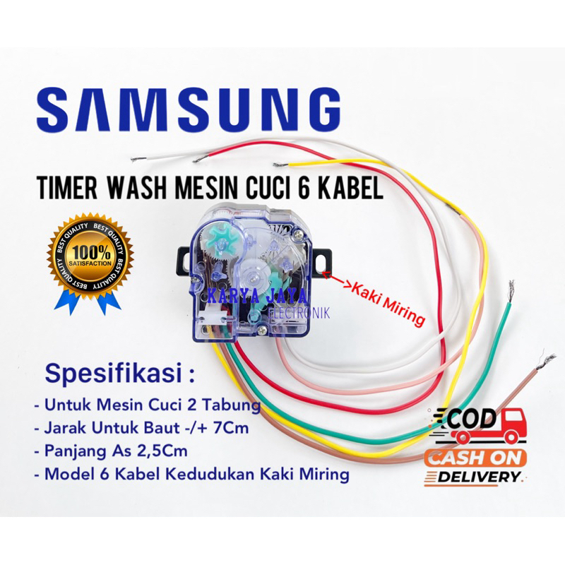 Timer Wash 6 Kabel Kaki Miring Mesin Cuci Samsung 2 Tabung - Timer Mesin Cuci Samsung 6 Kabel Baut M