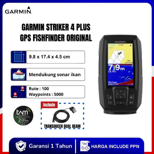 Garmin Striker Plus 4 With Transducer 4pin Dual Beam Garmin Striker Plus 4 Gps Dengan Sonar Ikan Ori