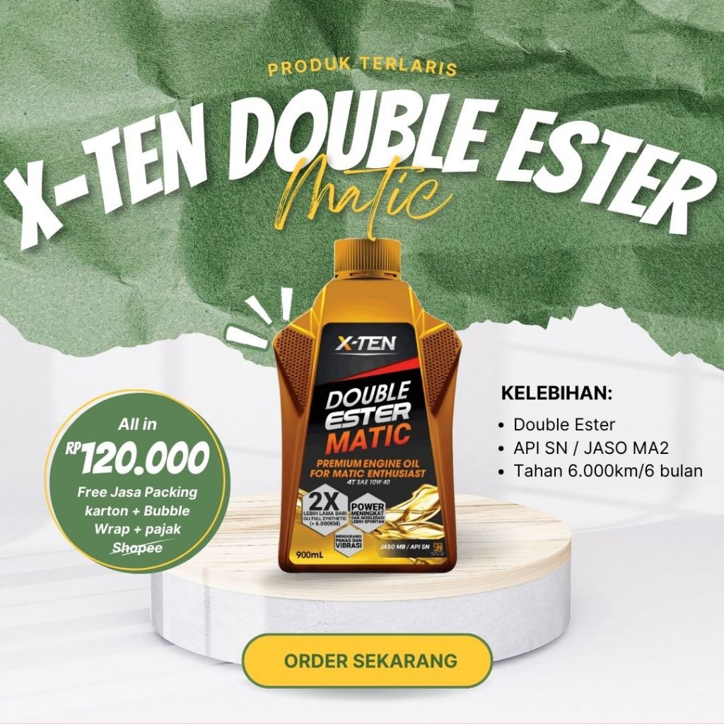 Oli XTEN Double Ester Matic SAE 10W 40 JASO MB / API SN 900 ML Yamaha Nmax Aerox Original