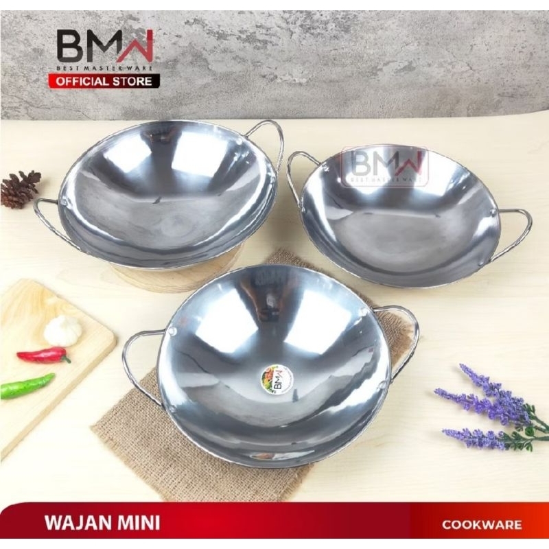 Wajan Penggorengan BMW Kuali Mini Wok Pan Katel Bar Stainless Steel Wajan