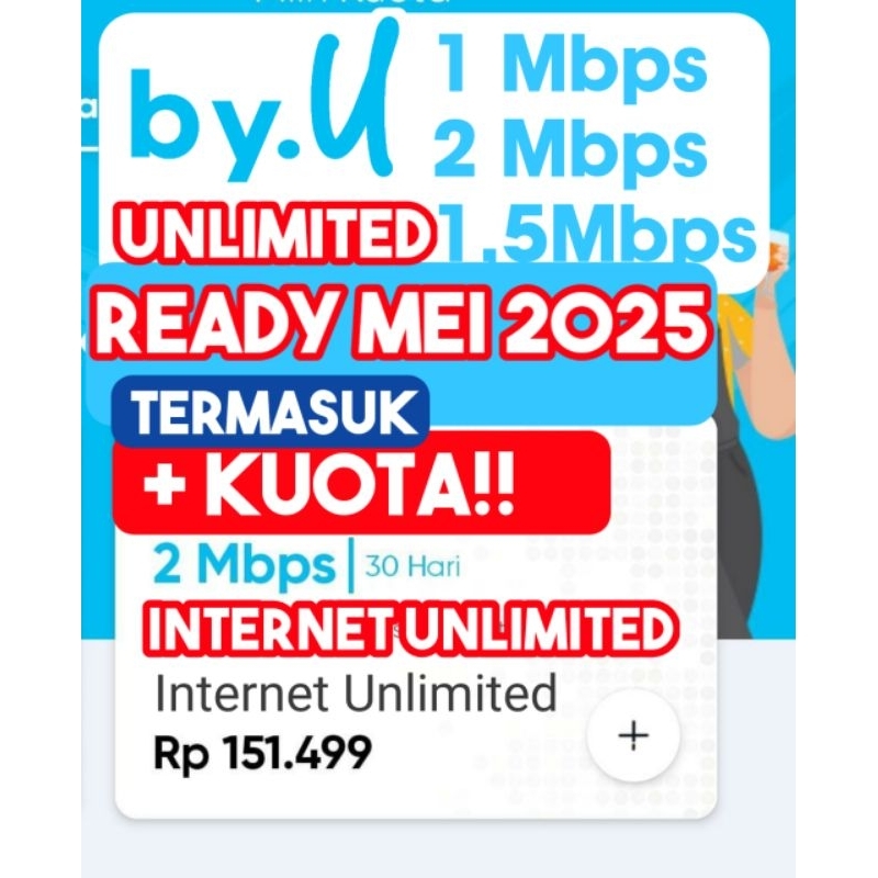 Kartu perdana byu unlimited 2mbps PLUS KUOTA